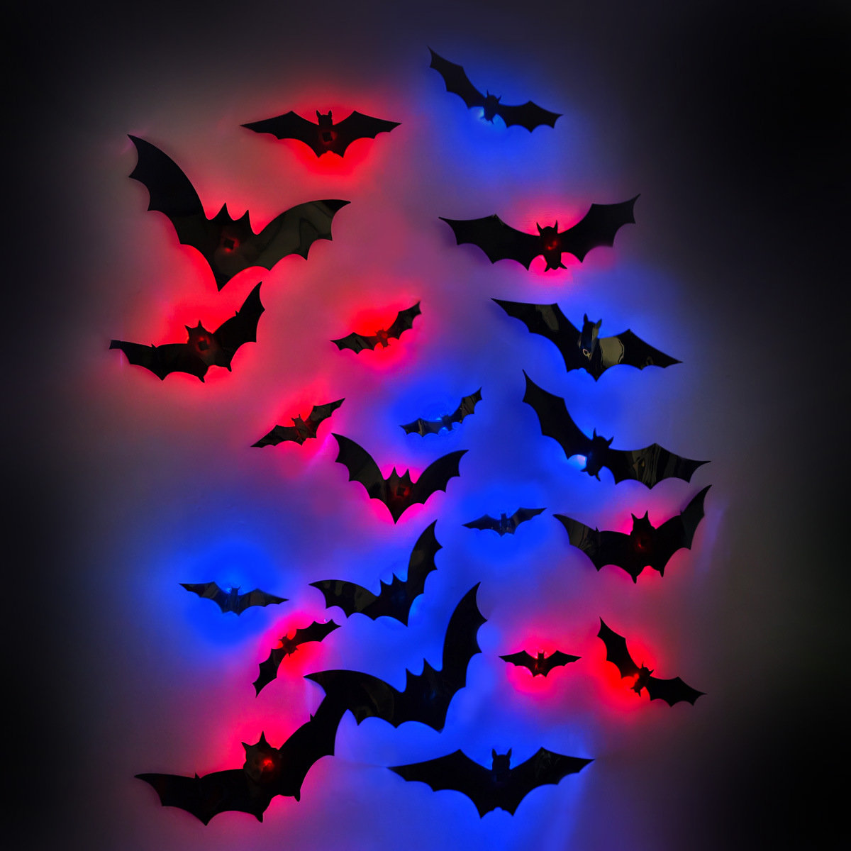 Halloween Flashing LED Bat Wall Stickers - PVC - product details