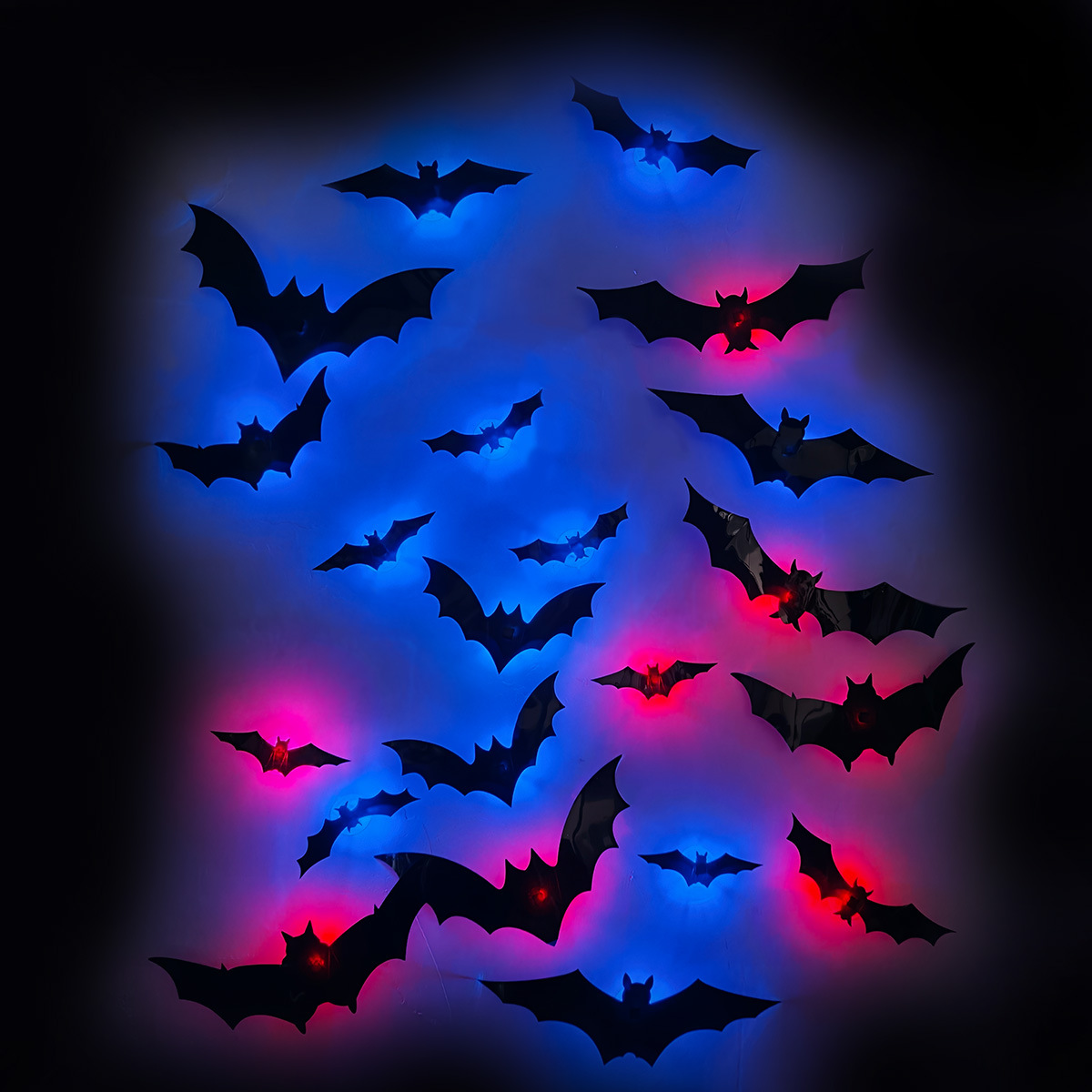 Halloween Flashing LED Bat Wall Stickers - PVC - product details