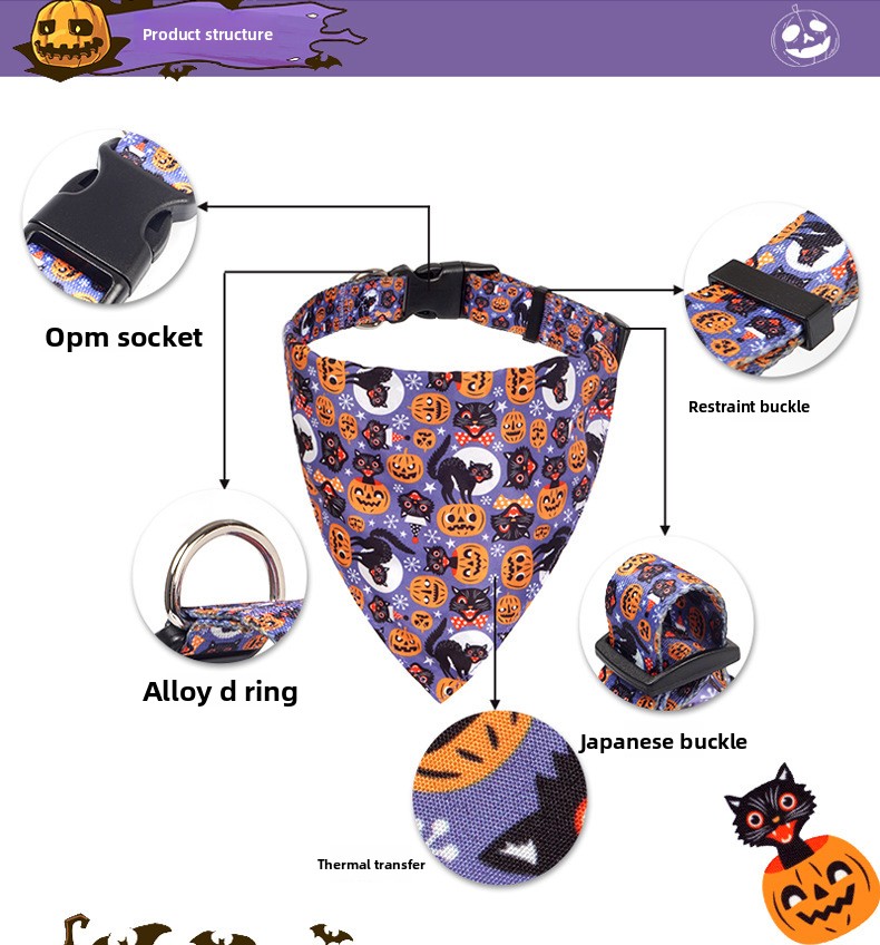 Halloween Pet Bandana Collar - Adjustable - Cloth - product details