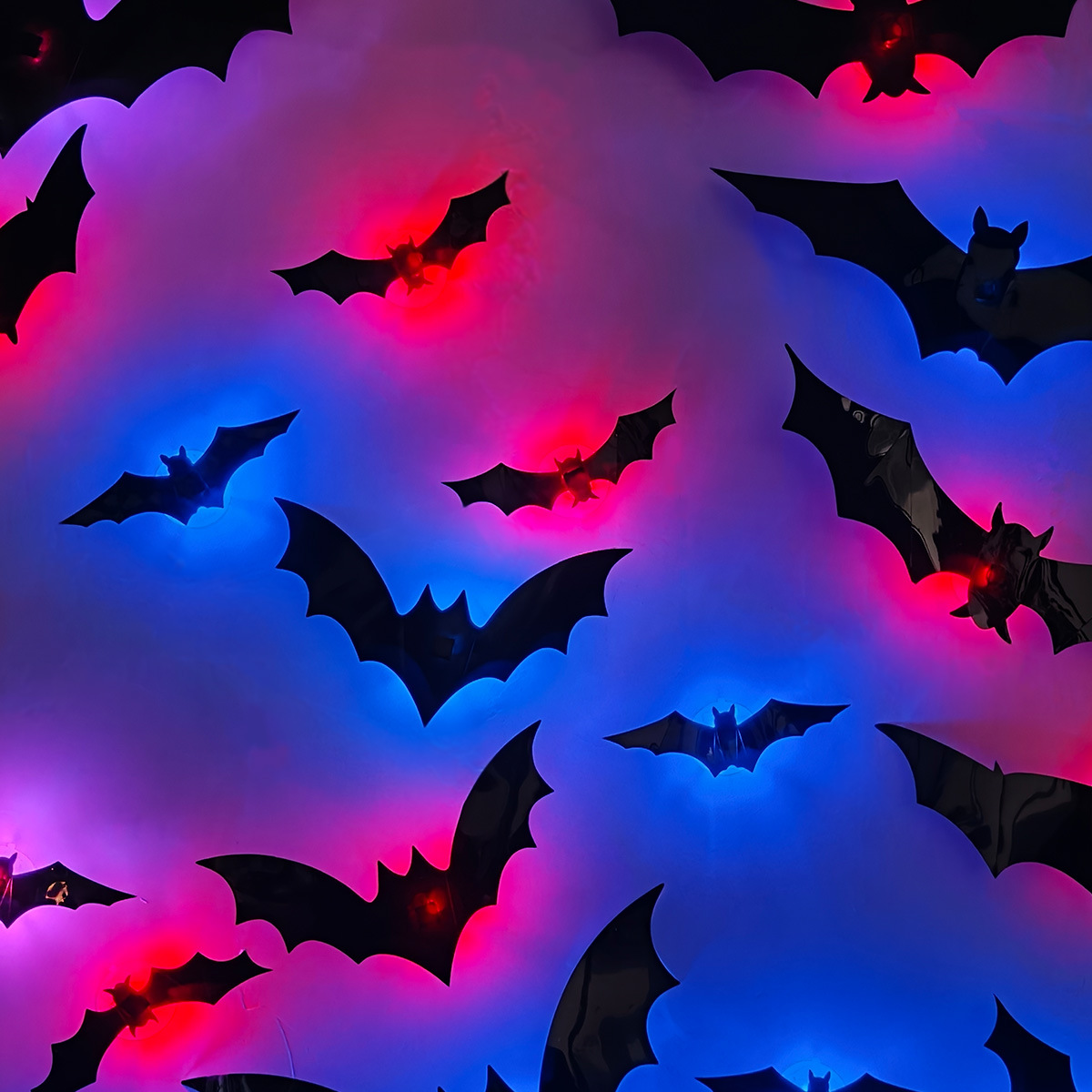 Halloween Flashing LED Bat Wall Stickers - PVC - product details