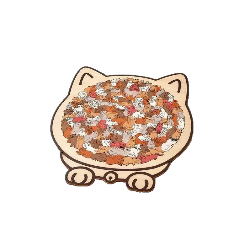 135-Piece Wooden Cat Jigsaw Puzzle – Illustrated Styles – image 5