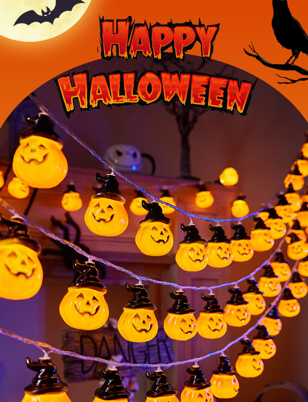 Halloween Pumpkin and Maple Leaf LED String Lights - PVC - product details