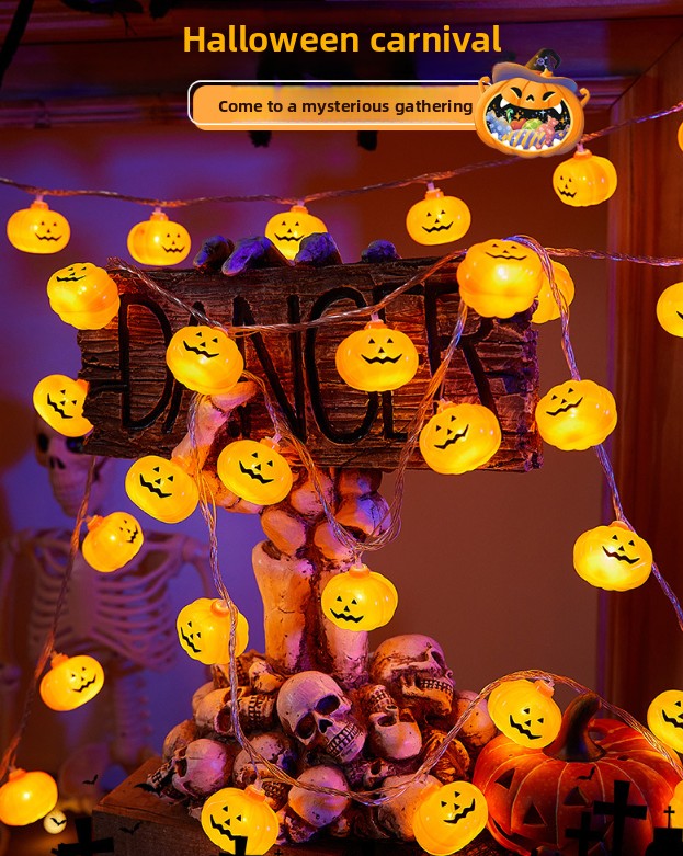 Halloween Pumpkin and Maple Leaf LED String Lights - PVC - product details