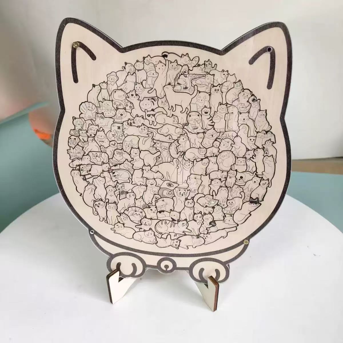 135-Piece Wooden Cat Jigsaw Puzzle – Illustrated Styles – image 3