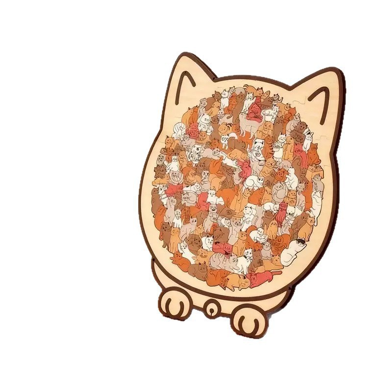 135-Piece Wooden Cat Jigsaw Puzzle – Illustrated Styles – image 2
