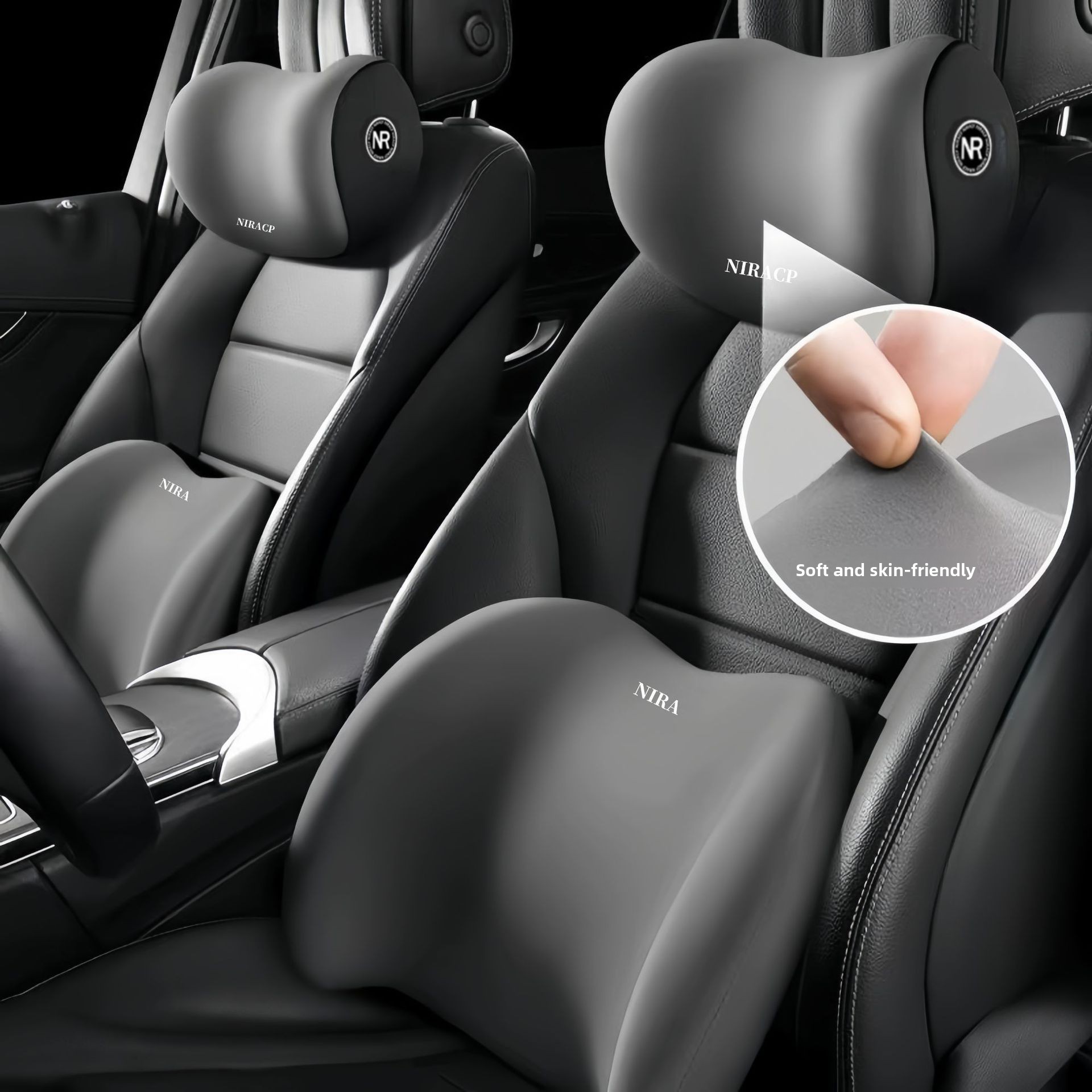 Car headrest and lumbar support details