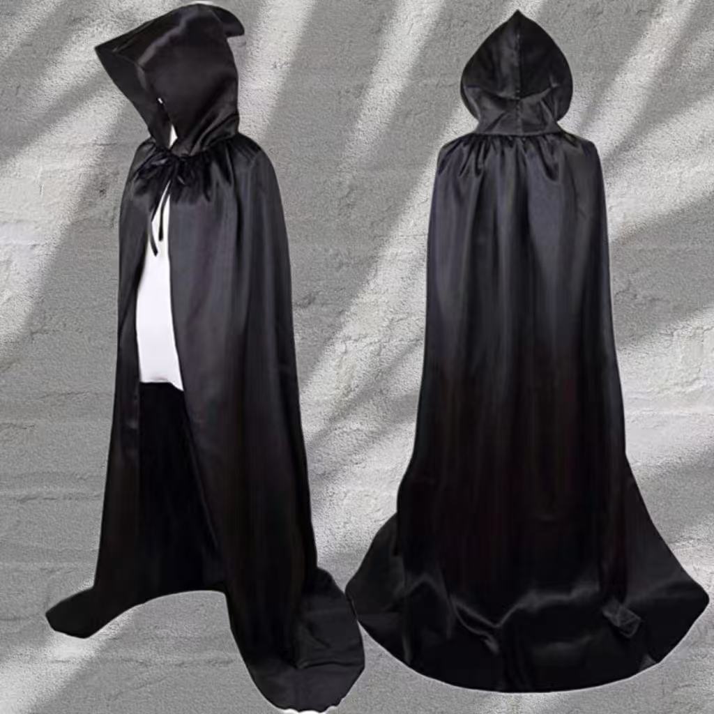 Adult Grim Reaper Hooded Cape - Halloween Costume - Satin - product details