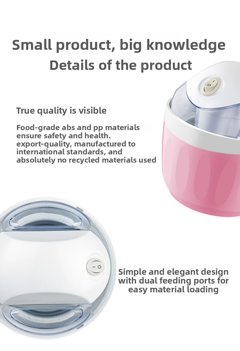 Mini Electric Ice Cream Maker — 500 ml Compact Soft-Serve Maker for Home, 15 W