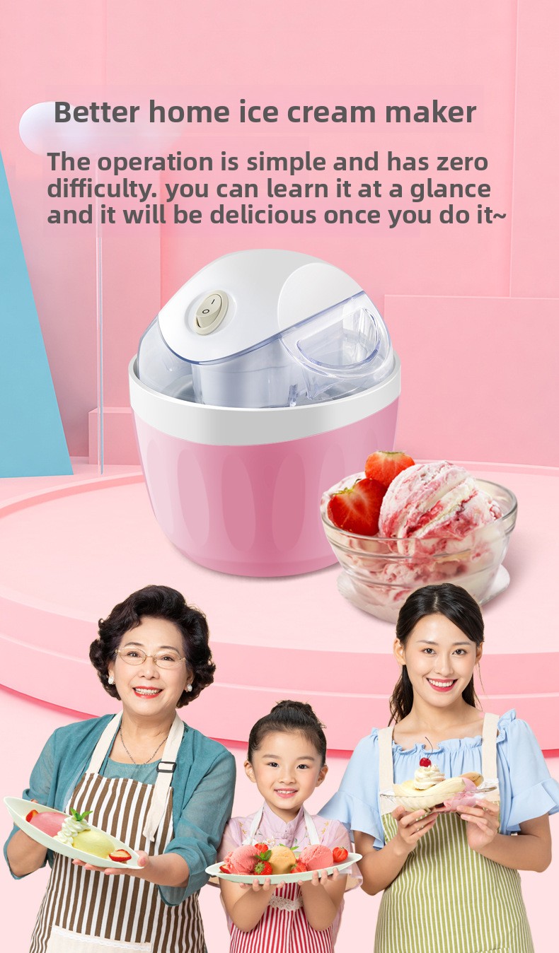 Mini Electric Ice Cream Maker — 500 ml Compact Soft-Serve Maker for Home, 15 W