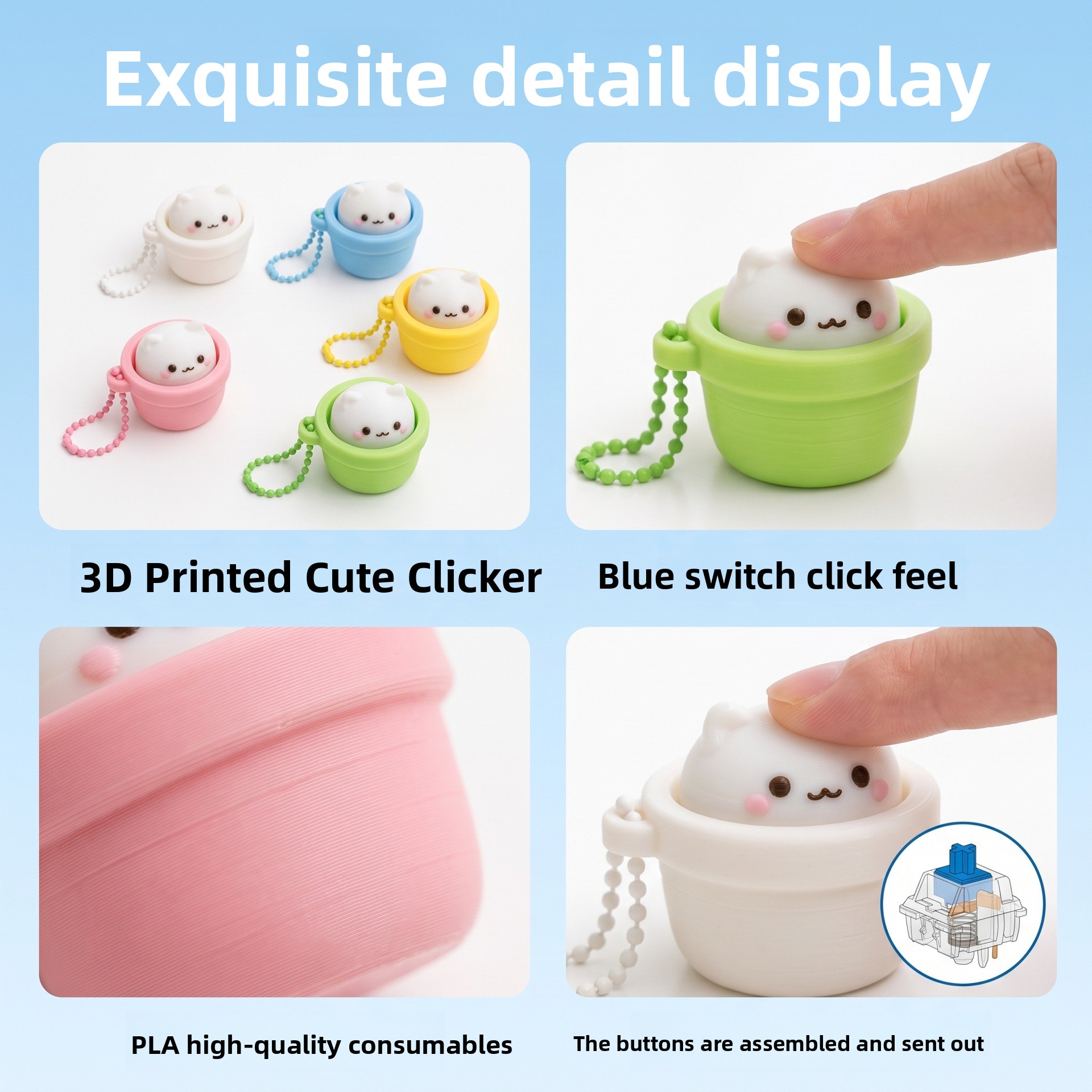Llavero clicker de gato impreso en 3D | GATOKOOL