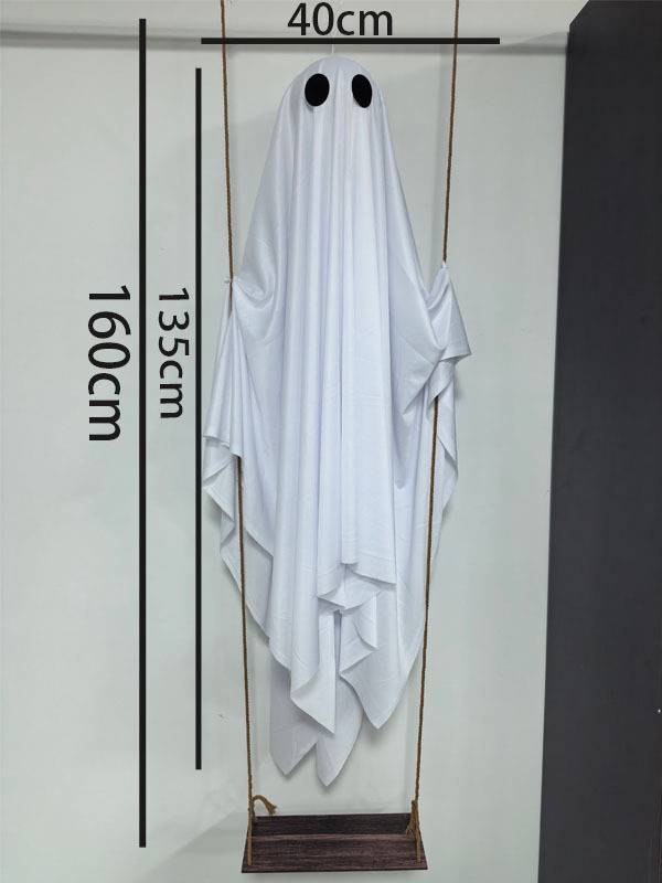 LED Illuminated Hanging Ghost Decor for Outdoor Halloween - Fabric - product details