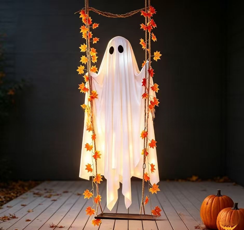 LED Illuminated Halloween Ghost Hanging Decoration - Fabric - product details