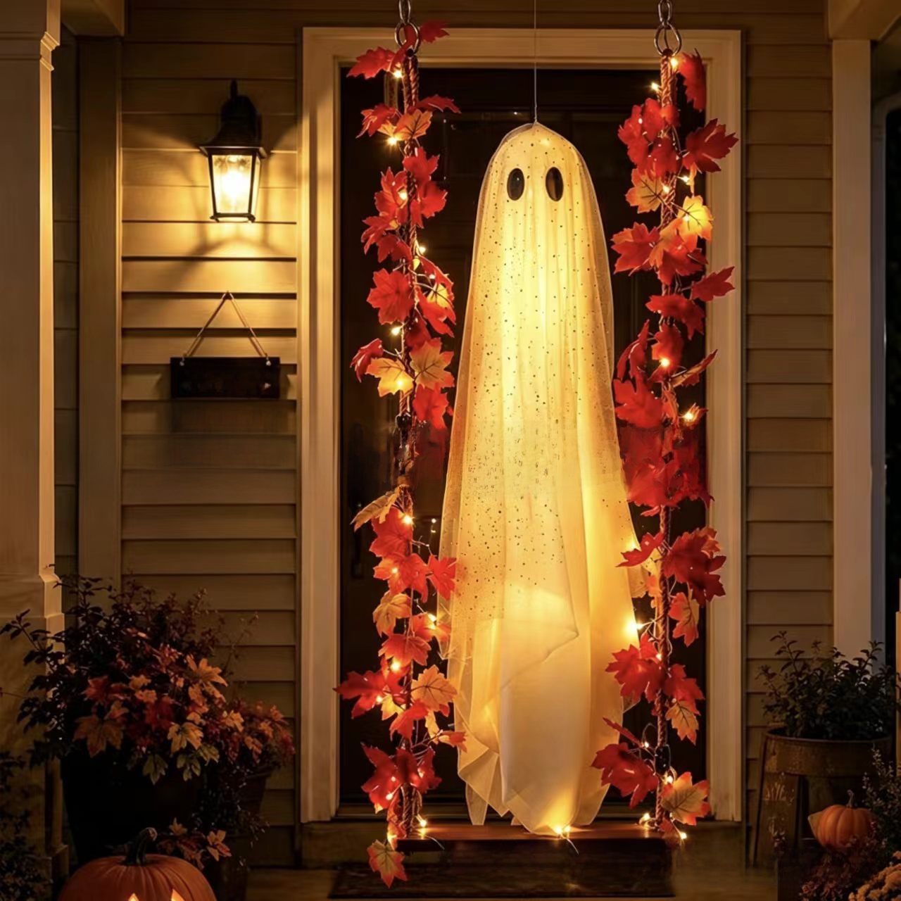 LED Illuminated Halloween Ghost Hanging Decoration - Fabric - product details