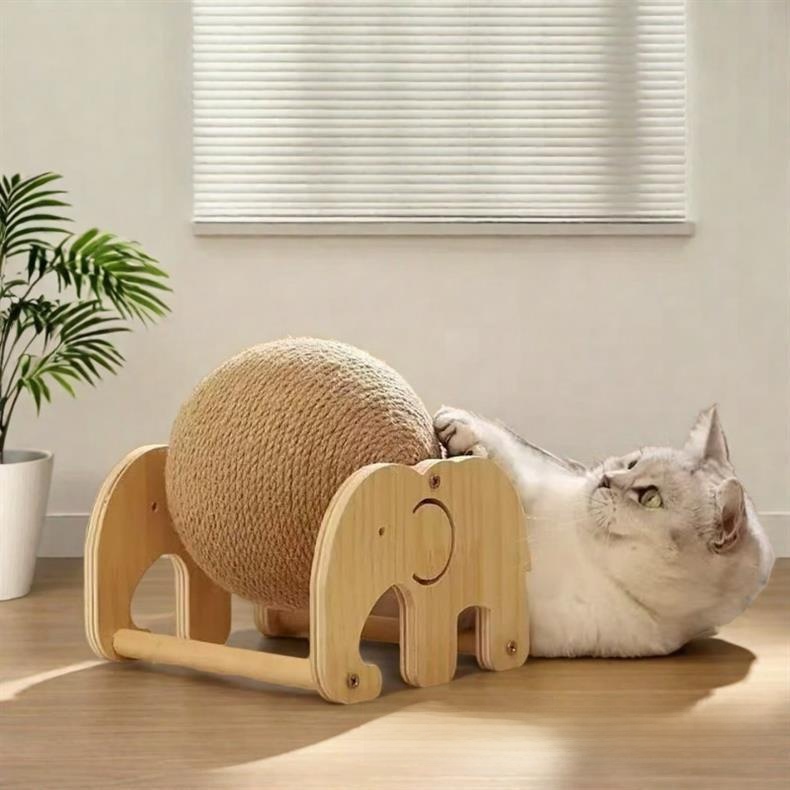 Rascador para gatos con pelota y base decorativa: imagen adicional