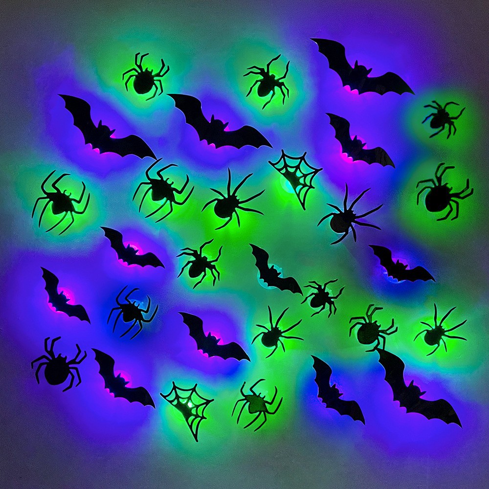 Halloween LED Bat and Spider Decorations - PVC - product details