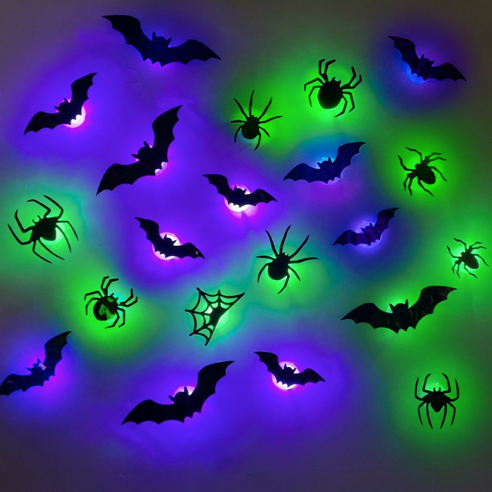Halloween LED Bat and Spider Decorations - PVC - product details