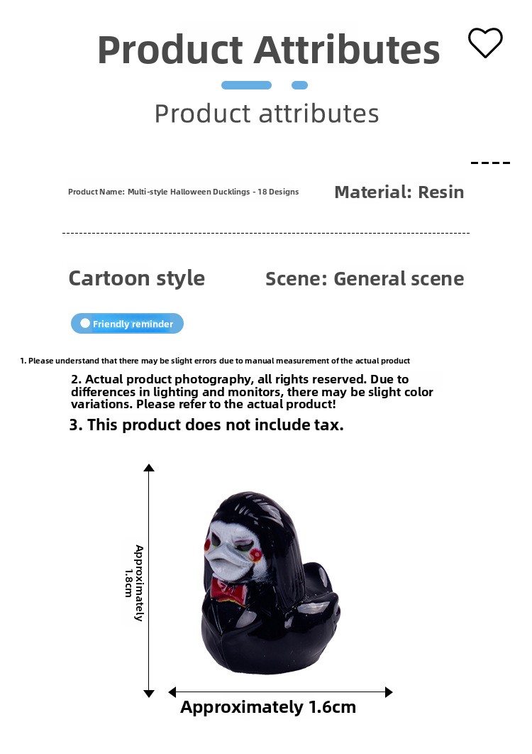 Halloween Resin Duck Ornament - product details