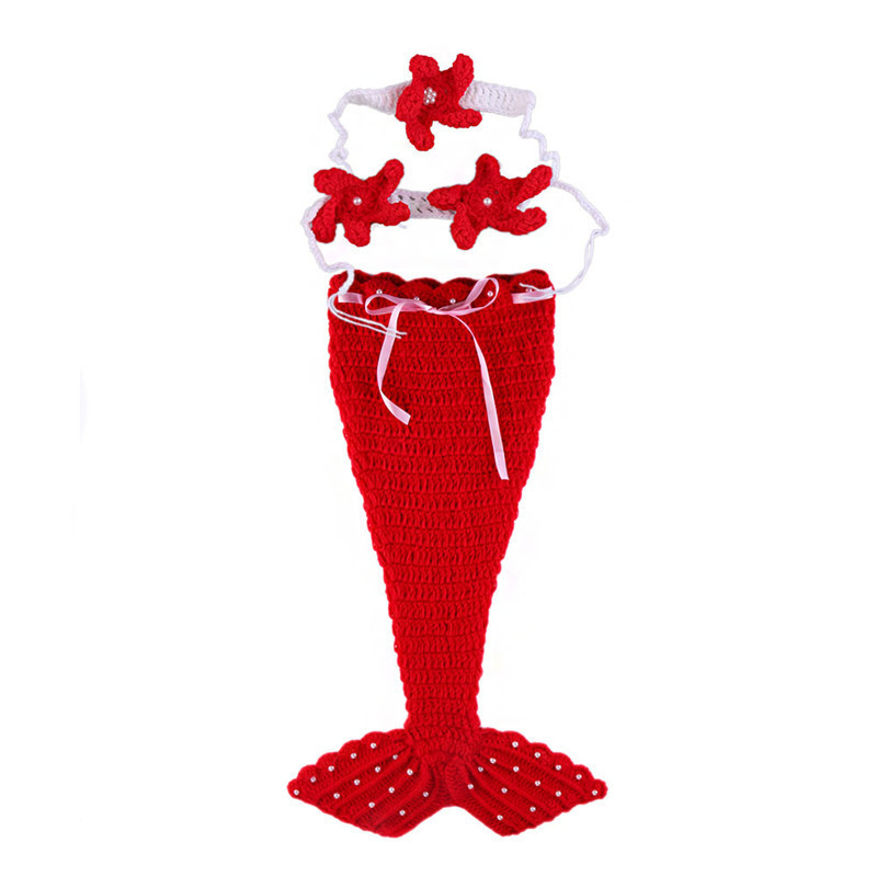 Mermaid baby photo outfit in knitted acrylic wool