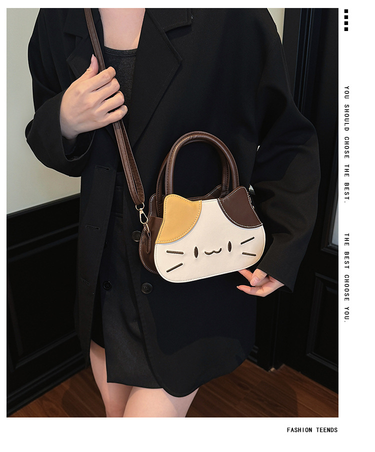Bolso tote con diseño de gato en marrón | GATOKOOL