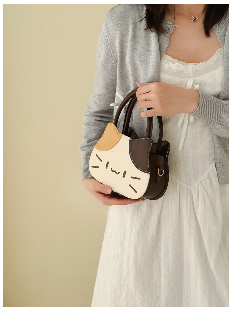 Bolso tote con diseño de gato en marrón | GATOKOOL