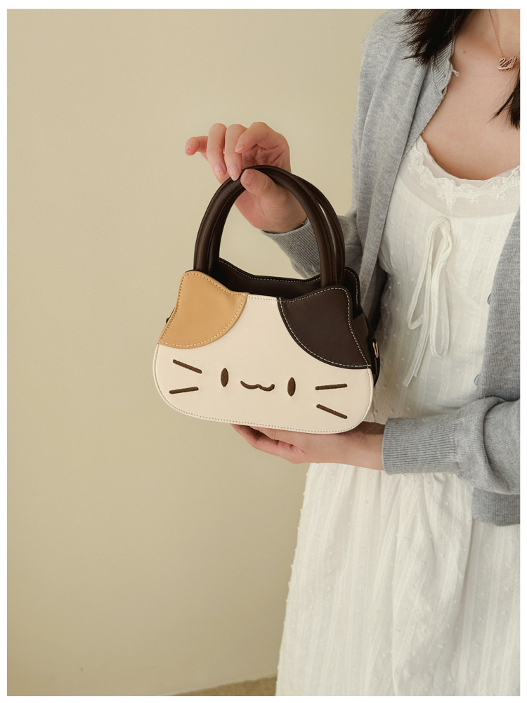 Bolso tote con diseño de gato en marrón | GATOKOOL