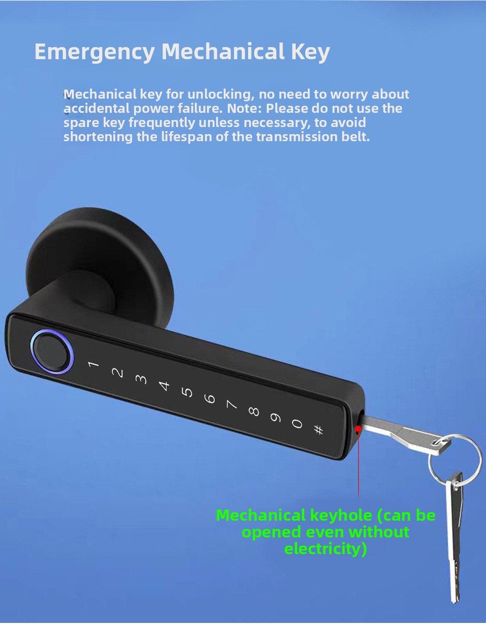 Smart Fingerprint Door Lock with Bluetooth and Key Access - product detail 5