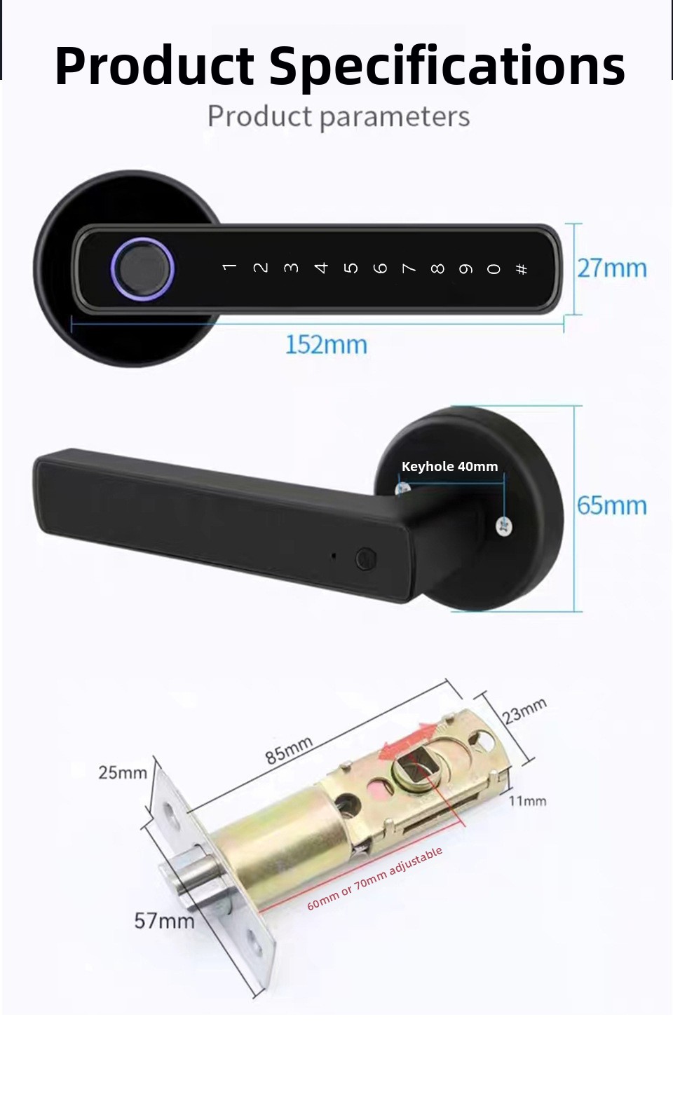 Smart Fingerprint Door Lock with Bluetooth and Key Access - product detail 8
