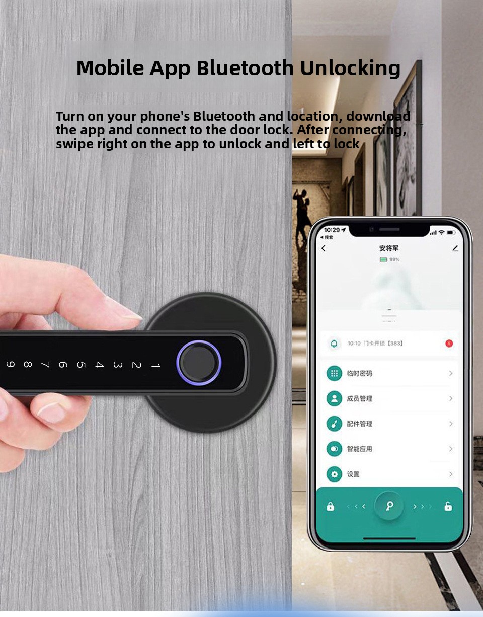 Smart Fingerprint Door Lock with Bluetooth and Key Access - product detail 3