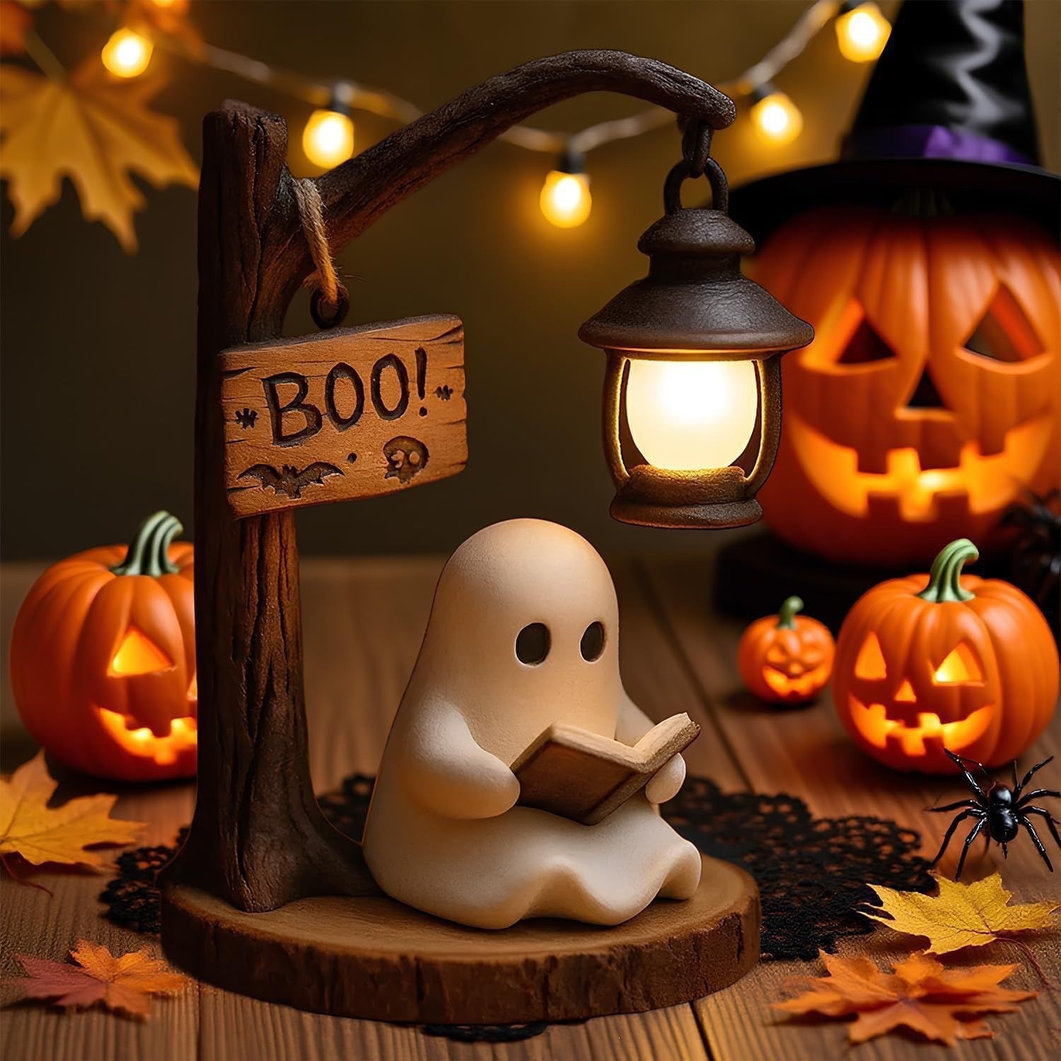 Halloween Reading Ghost Tree LED Lamp - Resin - product details