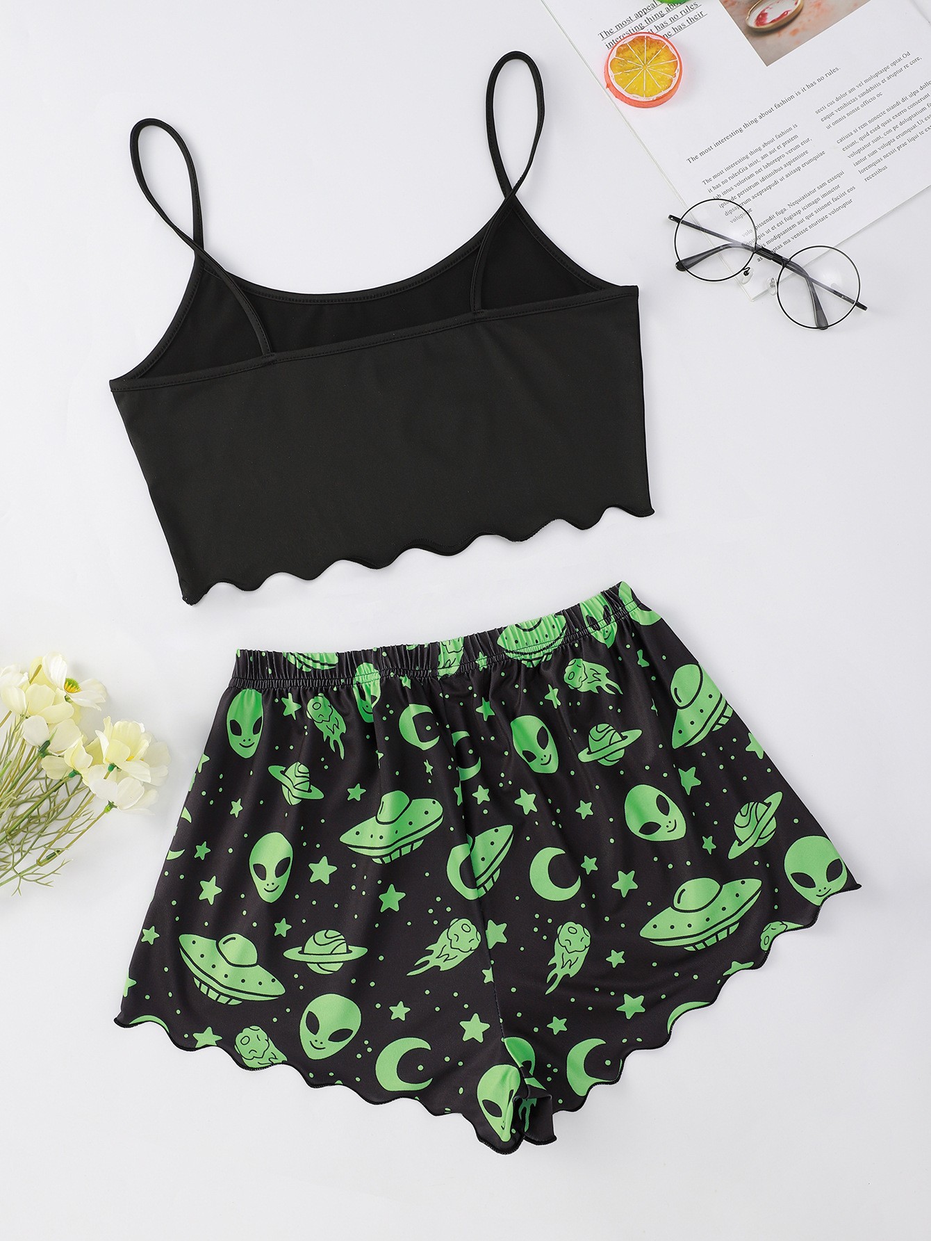 Halloween Pumpkin Print Sleeveless Pajama Set - product details