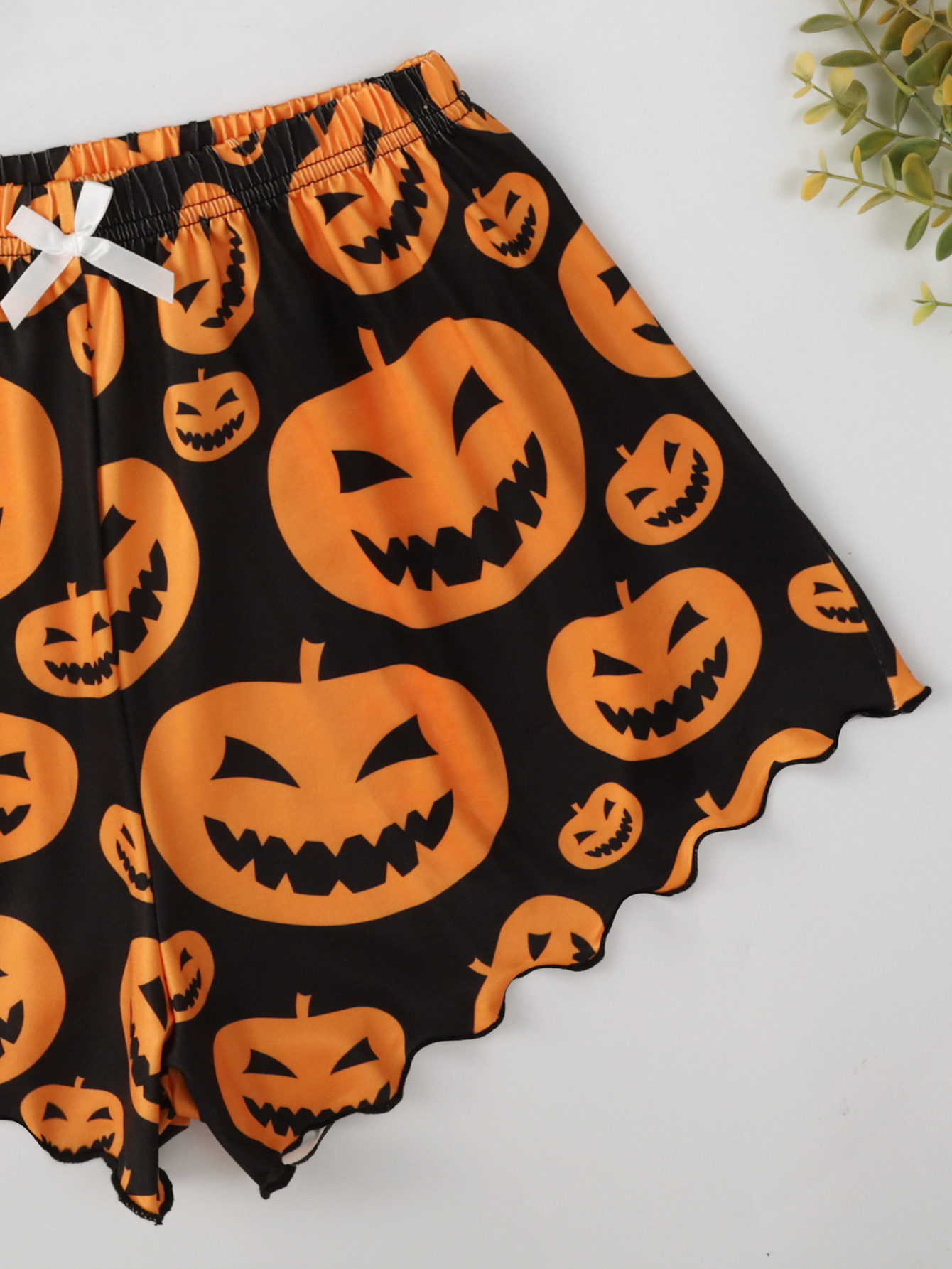 Halloween Pumpkin Print Sleeveless Pajama Set - product details