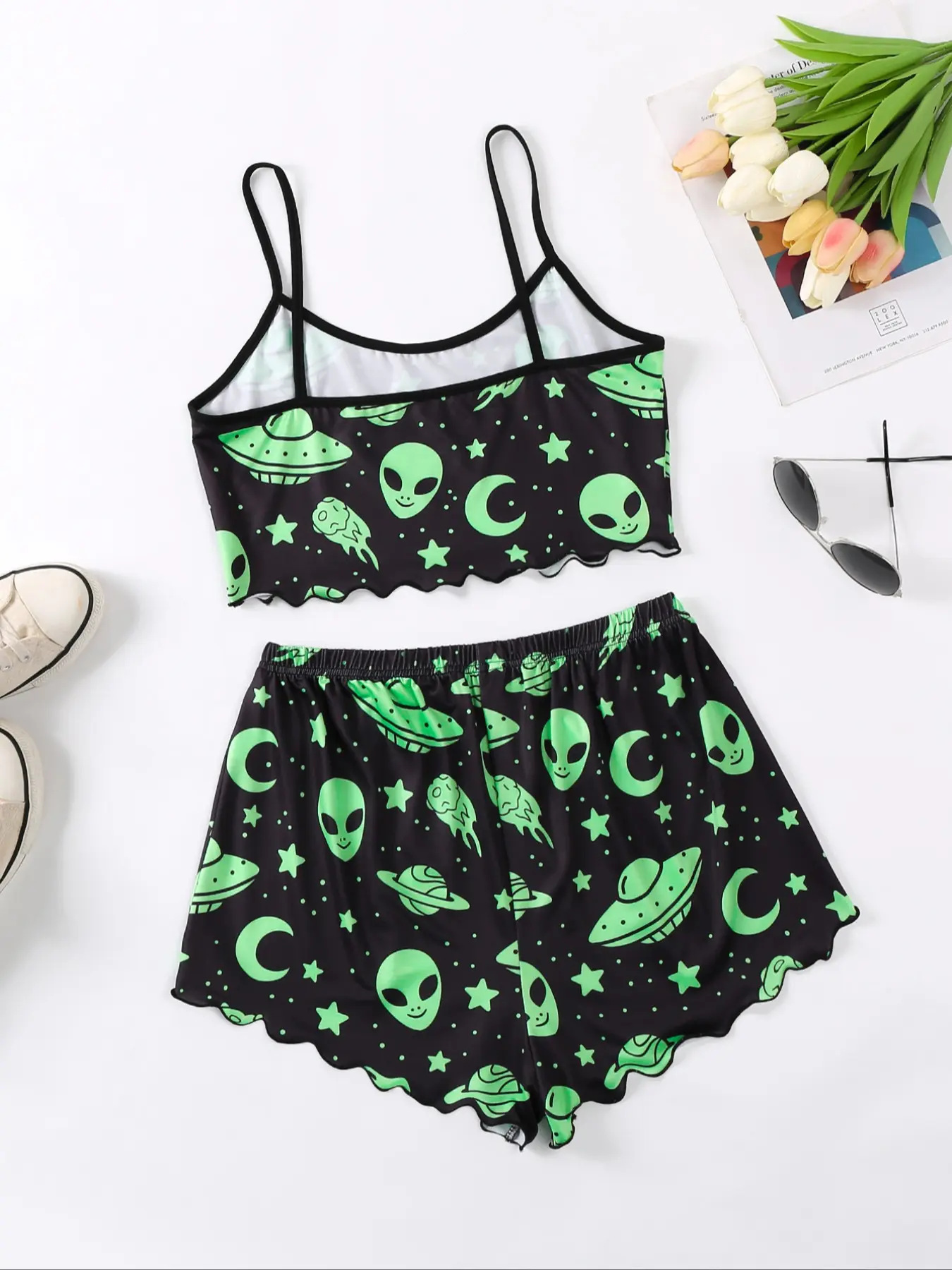 Halloween Pumpkin Print Sleeveless Pajama Set - product details