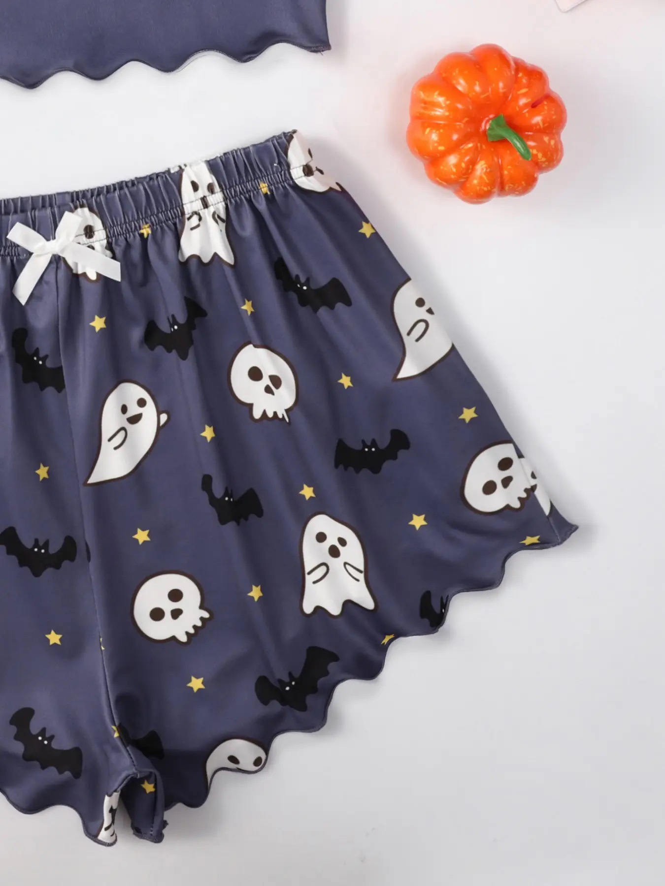 Halloween Pumpkin Print Sleeveless Pajama Set - product details