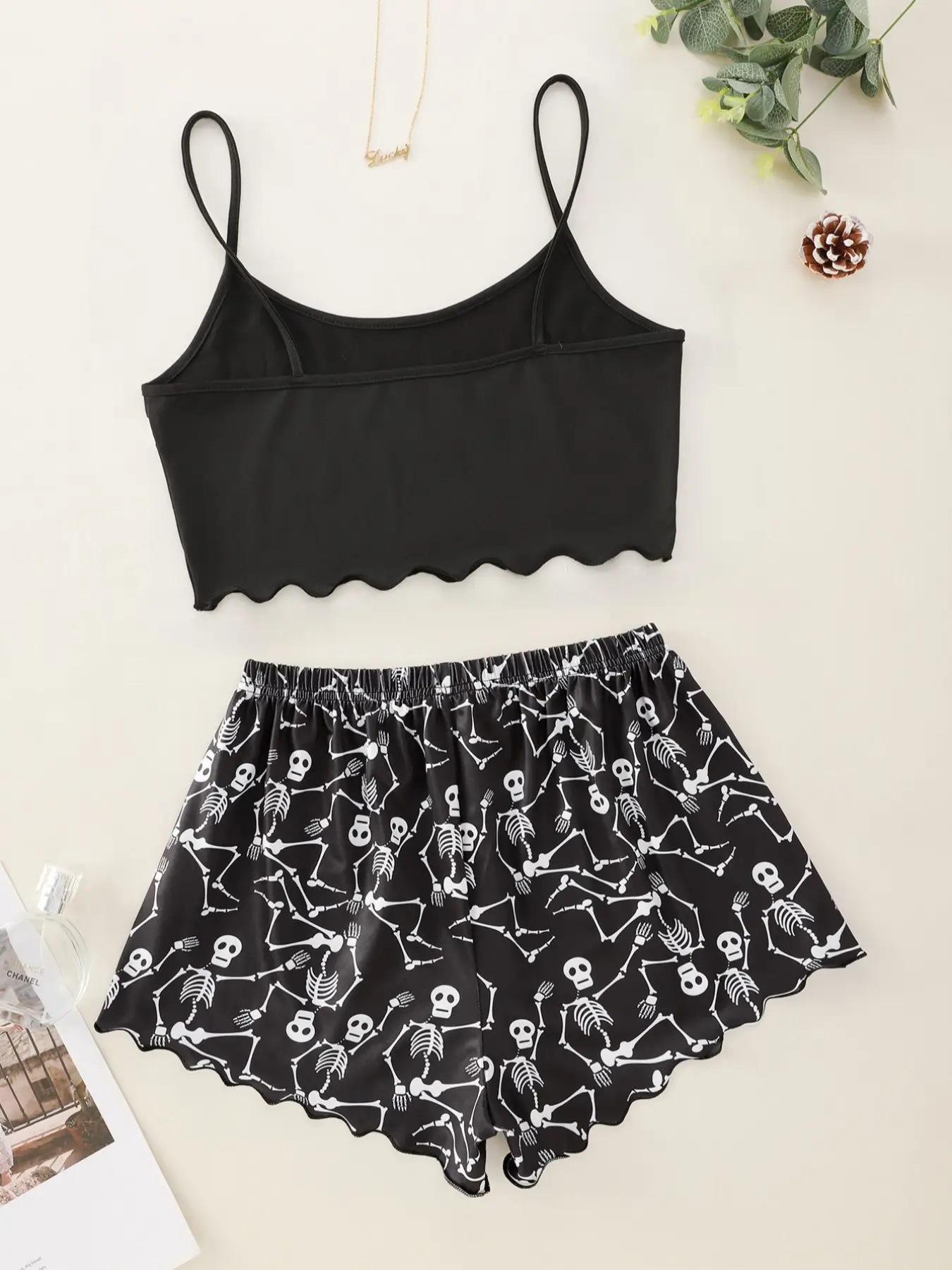 Halloween Pumpkin Print Sleeveless Pajama Set - product details