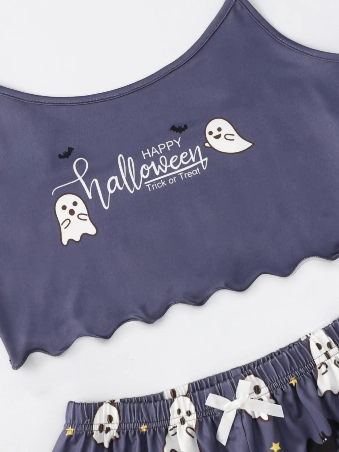 Halloween Pumpkin Print Sleeveless Pajama Set - product details