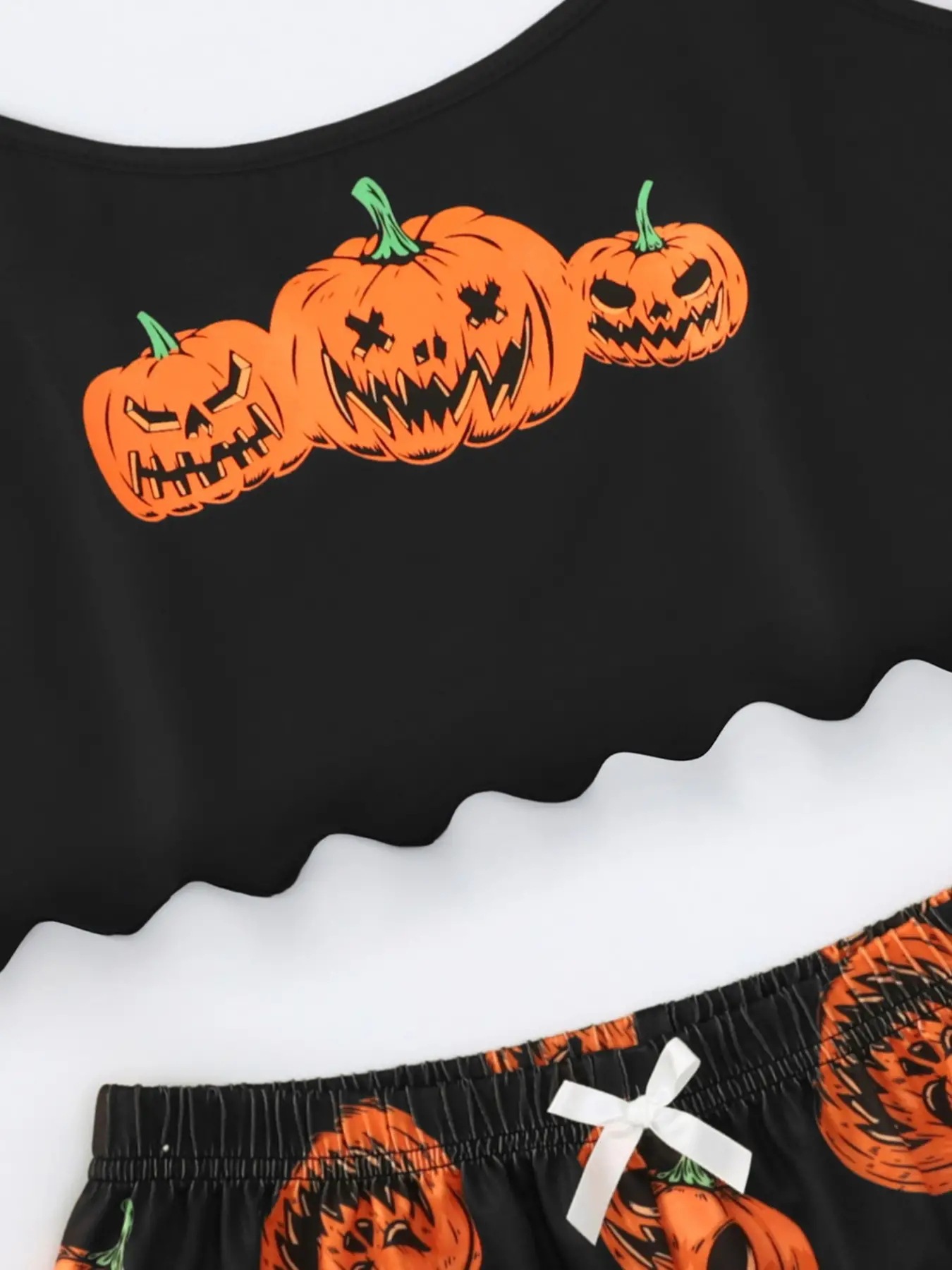 Halloween Pumpkin Print Sleeveless Pajama Set - product details