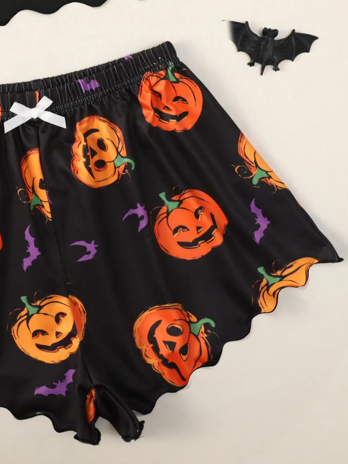 Halloween Pumpkin Print Sleeveless Pajama Set - product details