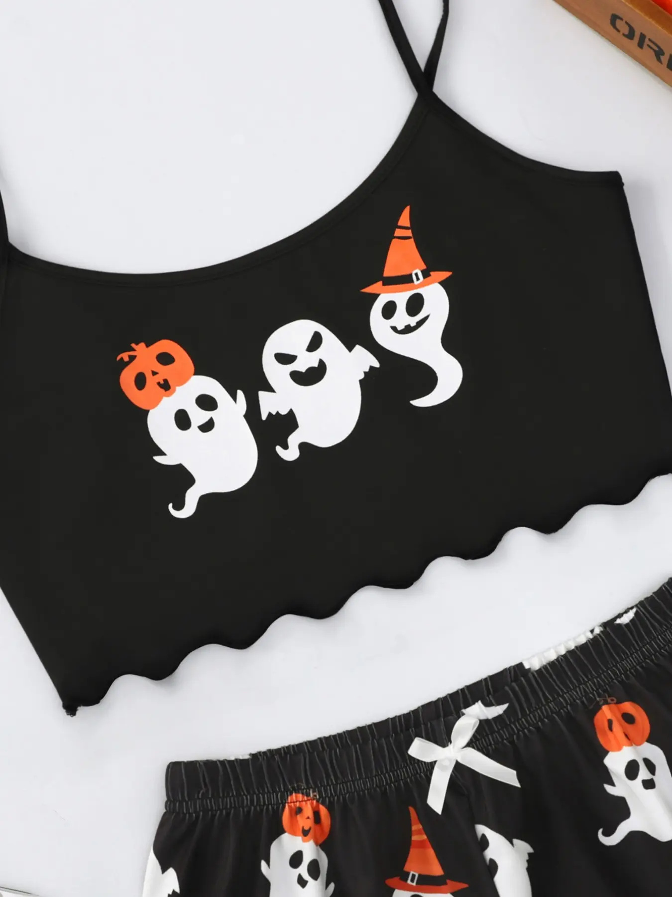 Halloween Pumpkin Print Sleeveless Pajama Set - product details