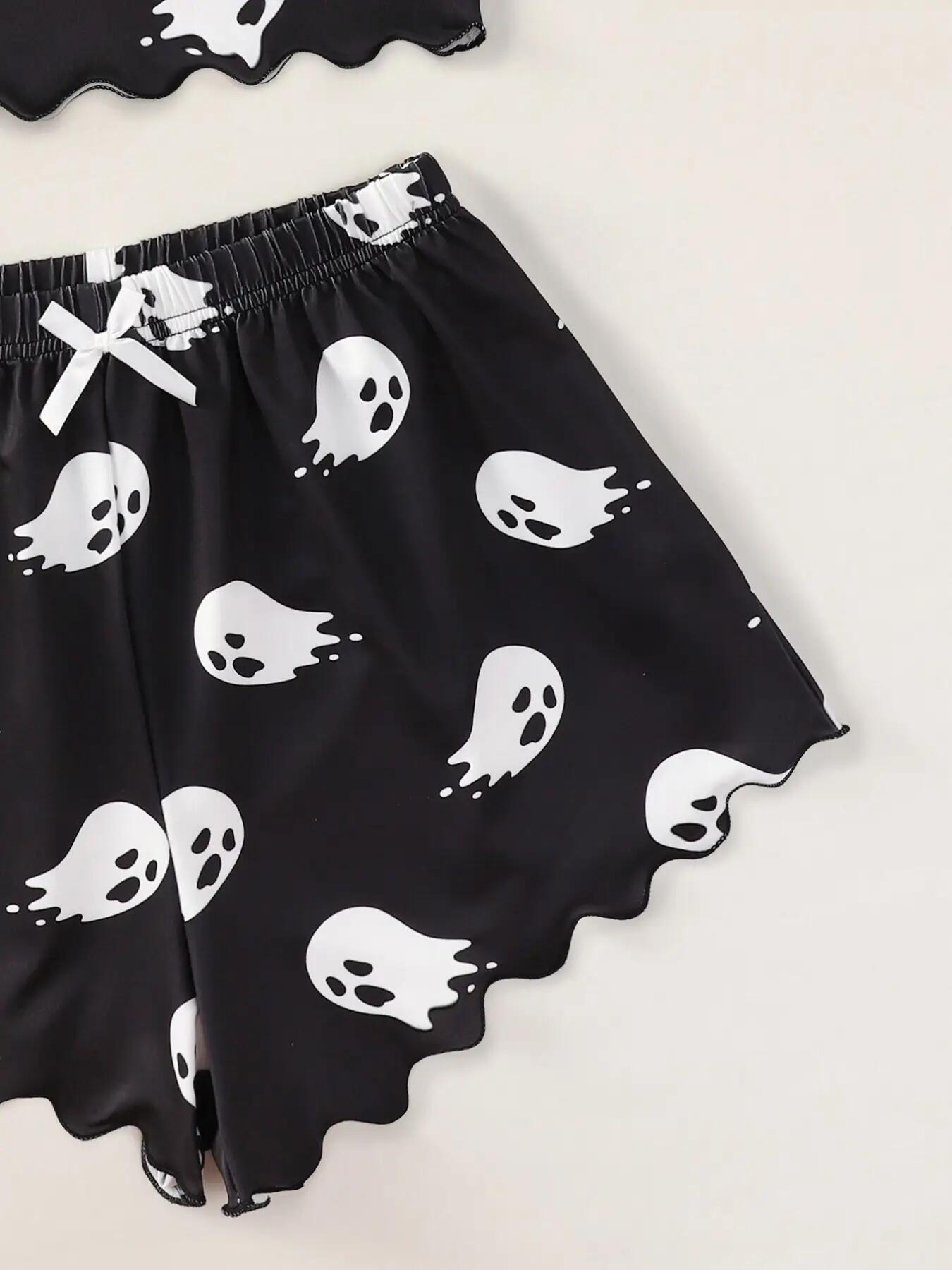 Halloween Pumpkin Print Sleeveless Pajama Set - product details