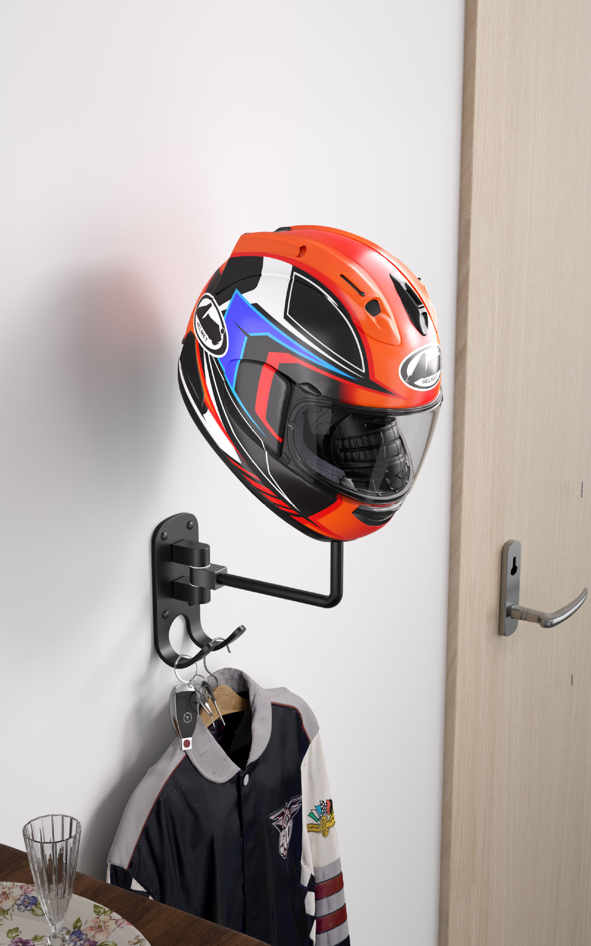 Halloween Metal Skull Helmet Holder Wall-Mounted Hat Rack - product details