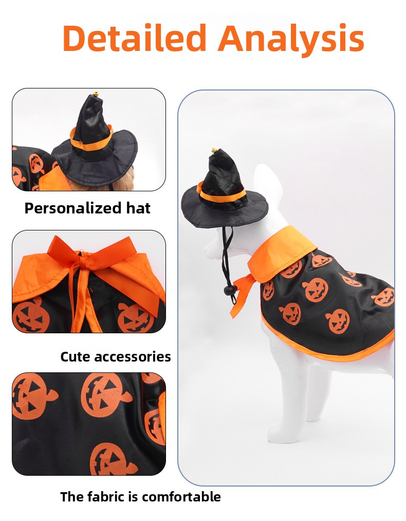 Pet Halloween Costume Cape Hat - product details