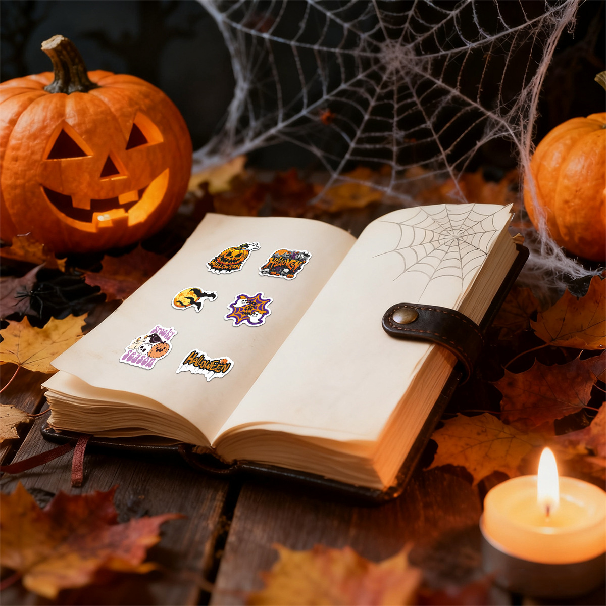 Halloween Pumpkin Scrapbook Stickers - 100 Pieces - PVC - product details