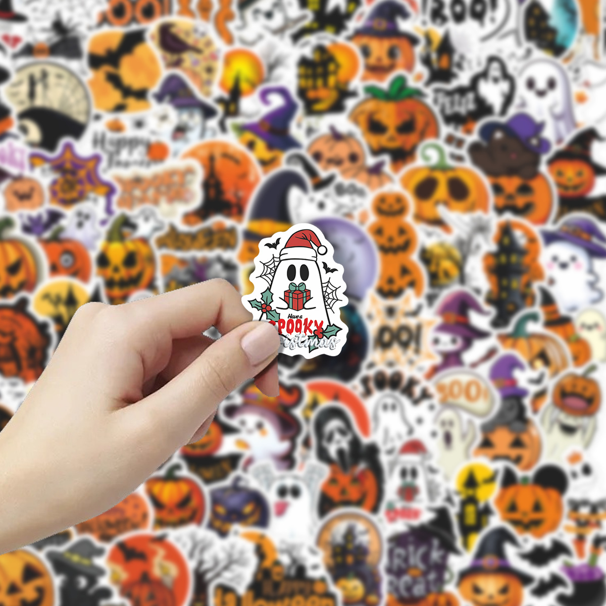 Halloween Pumpkin Scrapbook Stickers - 100 Pieces - PVC - product details