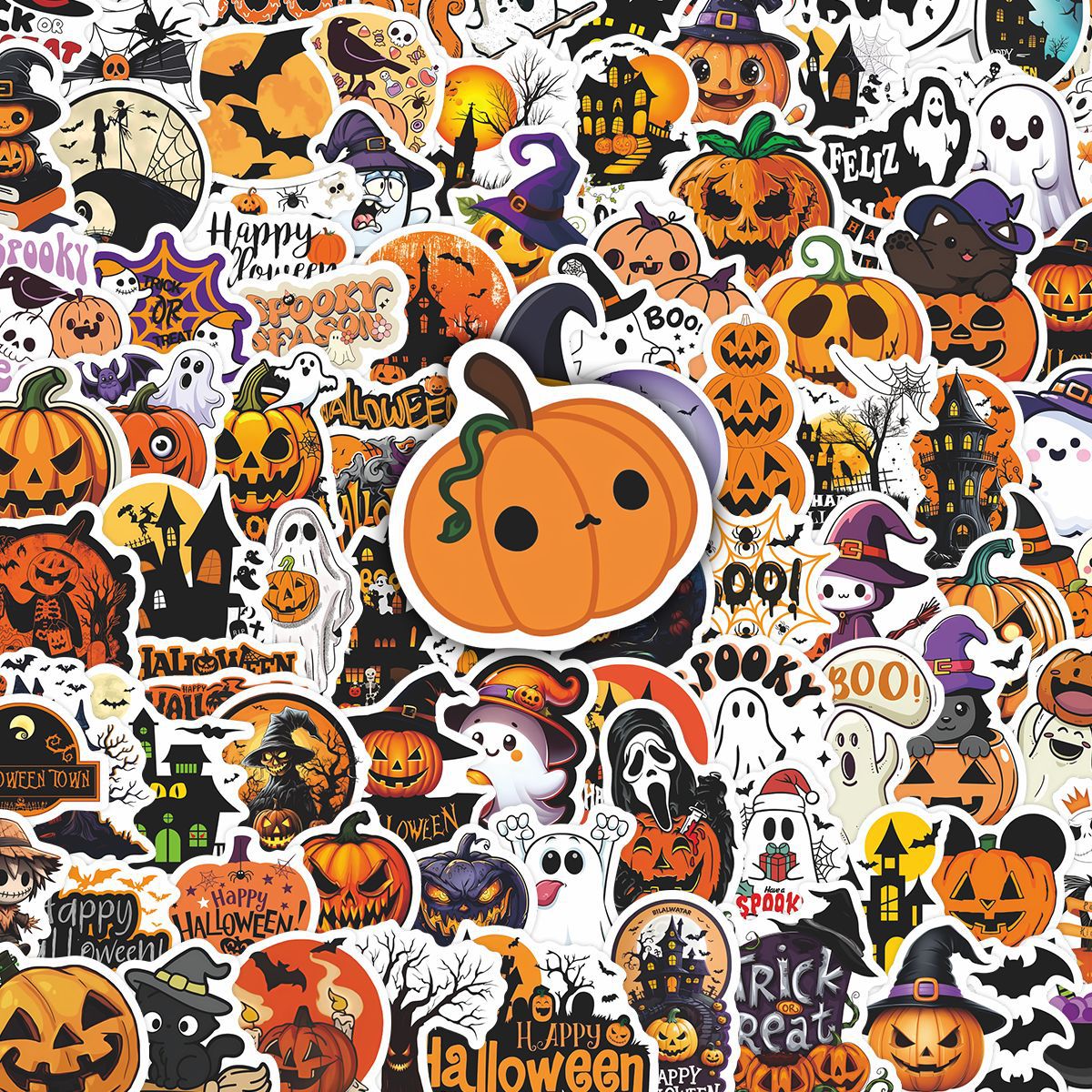Halloween Pumpkin Scrapbook Stickers - 100 Pieces - PVC - product details