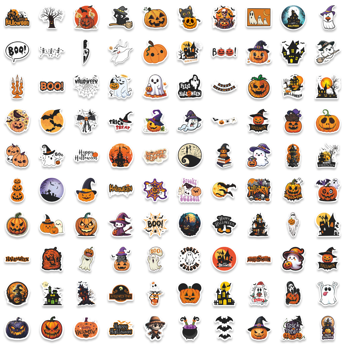 Halloween Pumpkin Scrapbook Stickers - 100 Pieces - PVC - product details