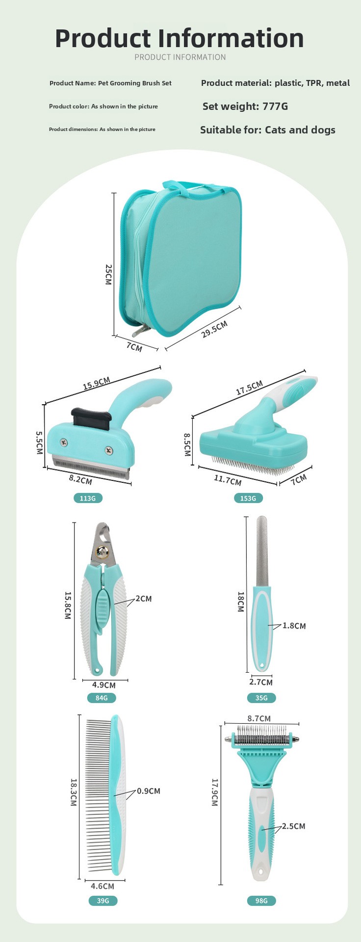 Pet grooming kit in use