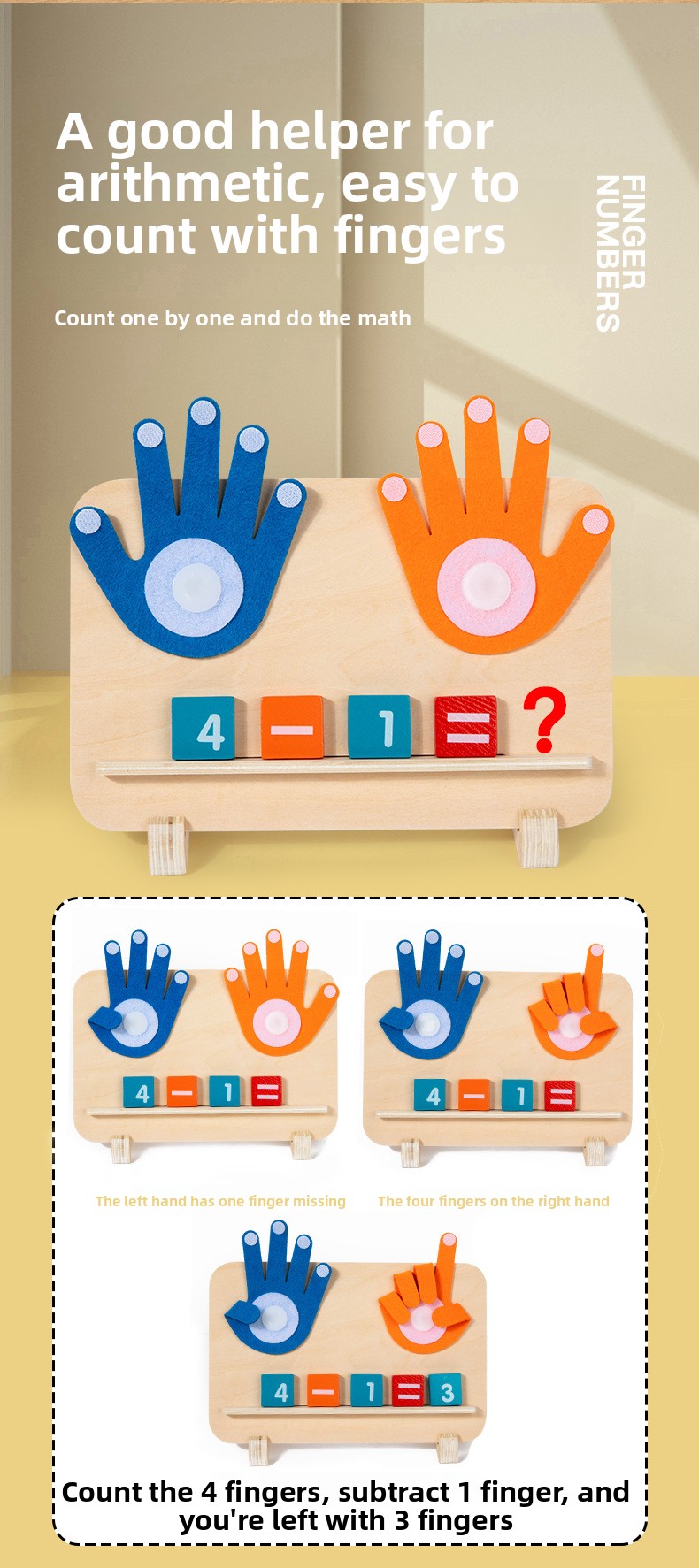 Wooden Finger Counting & Arithmetic Learning Board – image 4