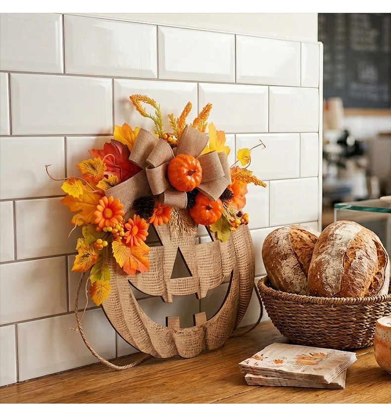 Wooden Pumpkin Halloween Door Sign - product details