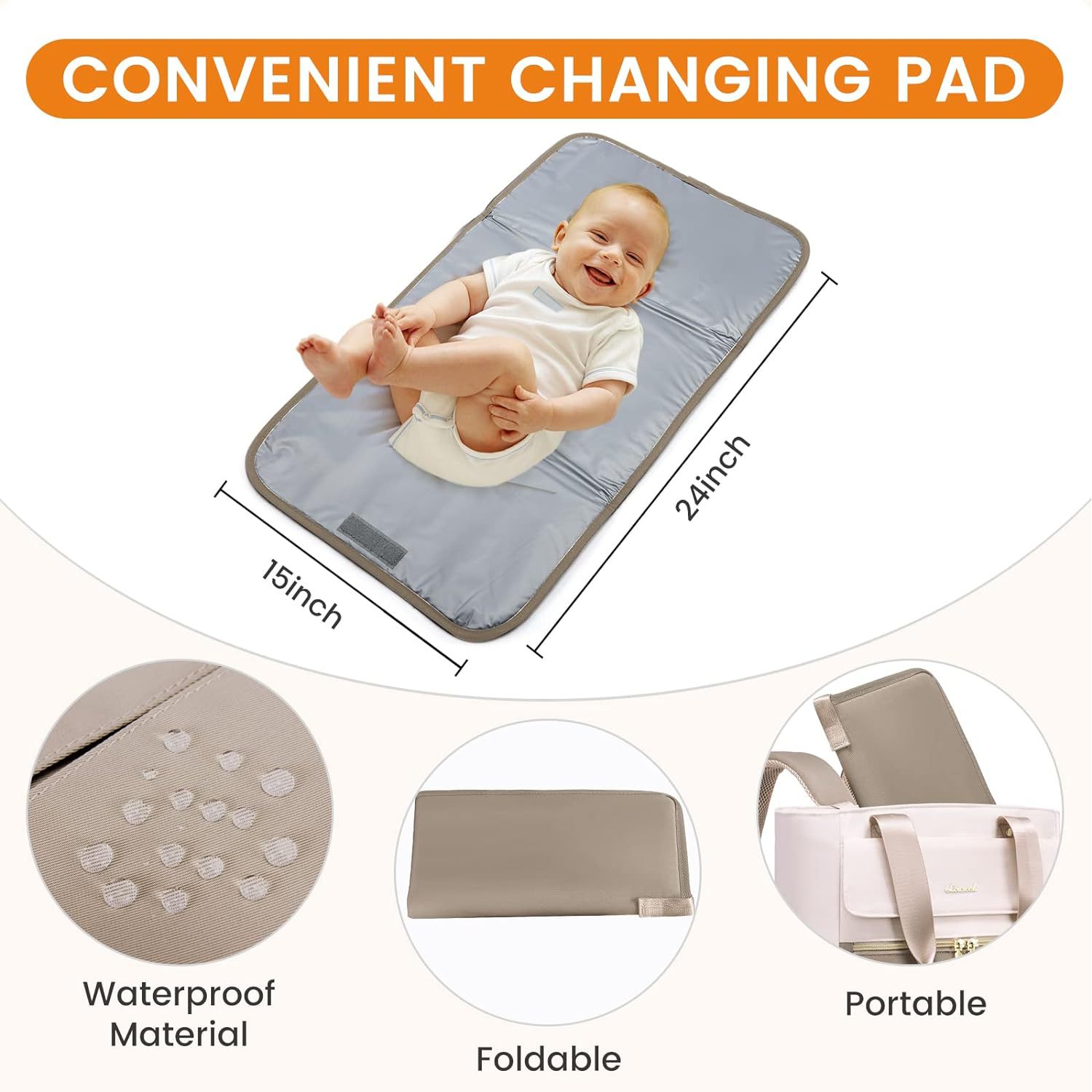 Spacious baby diaper backpack with organized storage