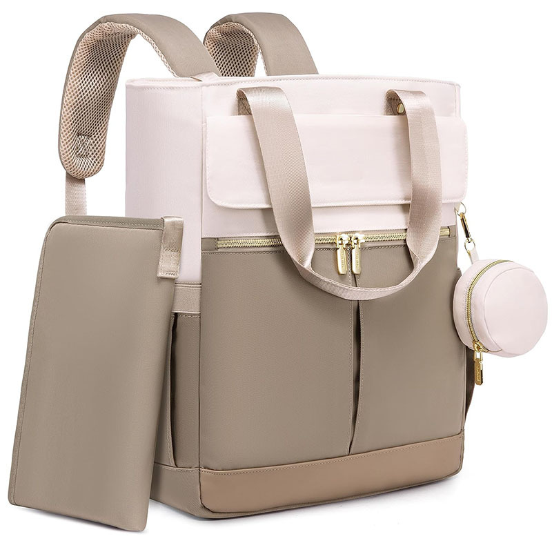 6-in-1 waterproof diaper backpack with changing pad